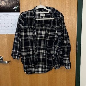 button down white and black shirt.